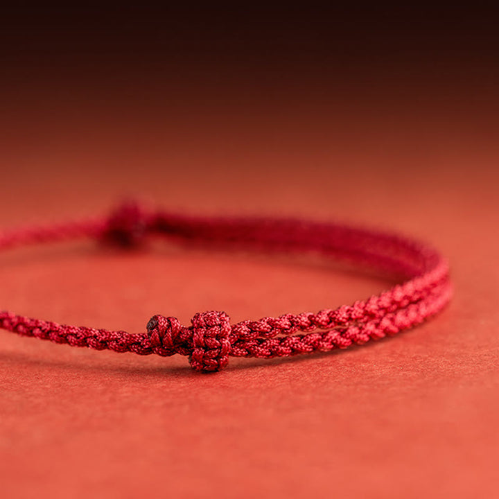 Braccialetto intrecciato in corda rossa con perle di agata e carattere Fu in argento sterling 925 con pietre Buddha Stones - image 6
