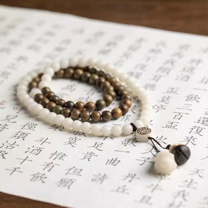 Braccialetto rilassante con semi di Bodhi in legno di sandalo verde naturale Buddha Stones
