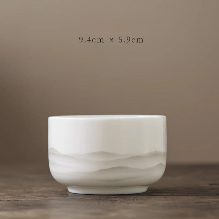 Buddha Stones Vintage Ink Painting Mountain White Porcelain Ceramic Gaiwan Sancai Tazza da tè Kung Fu Tazza da tè e piattino con coperchio Utensile da tè Teiera - Tazza 9,4 cm * 5,9 cm * 275 ml - image 20