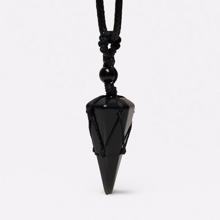 Collana con ciondolo a punta in pietra naturale Buddha Stones