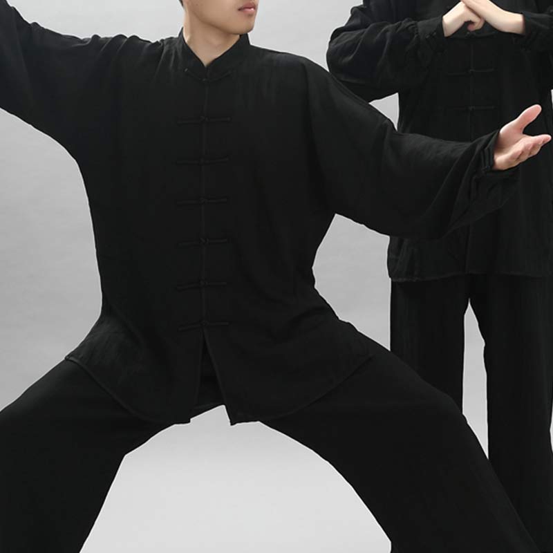 Buddha Stones Meditazione Zen Preghiera Spirituale Tai Chi Qigong Pratica Unisex Ricamo Abbigliamento Set - Maglia a maniche lunghe nera - US14, UK/AU18, EU46 (3XL) - image 4