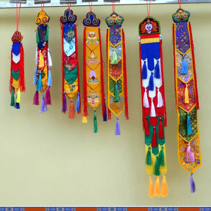 Fiore di loto Otto simboli di buon auspicio Meditazione Illuminazione Nappe colorate Arte murale