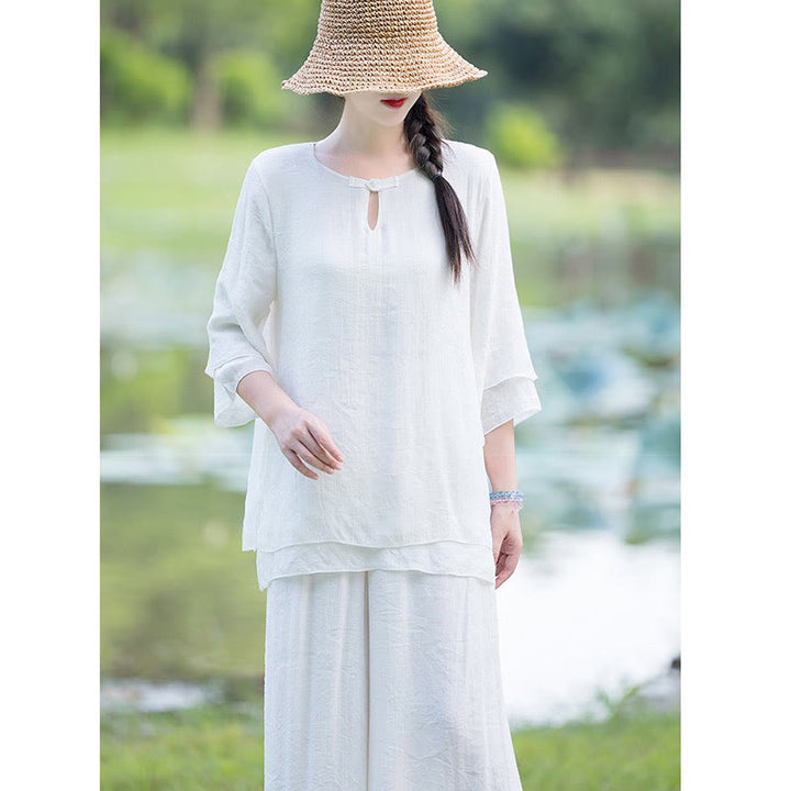 Completo da donna per Tai Chi, meditazione, preghiera, pratica spirituale zen mattutina. - image 8