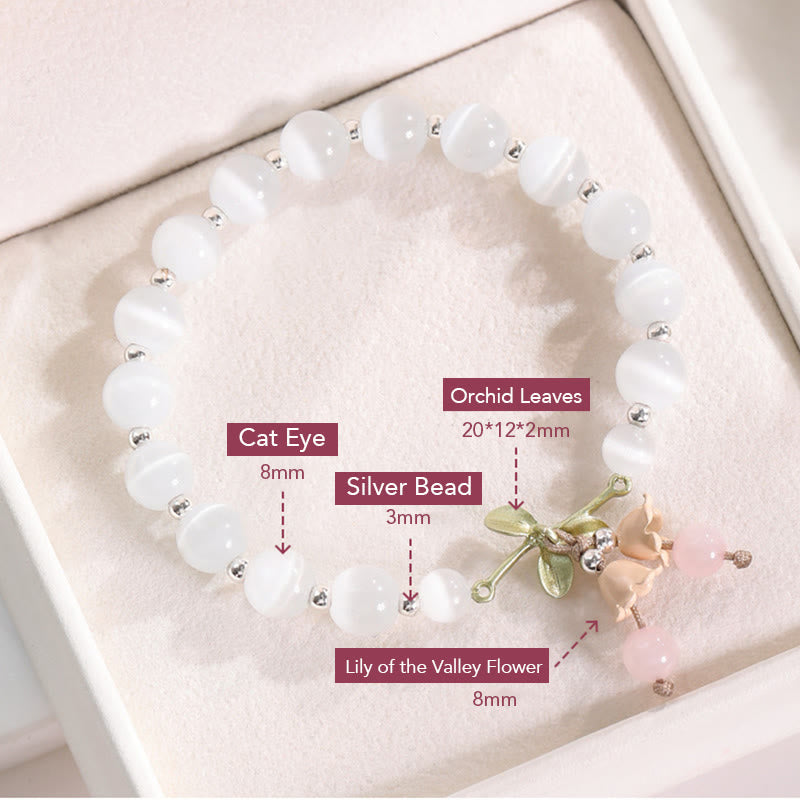 Bracciale con ciondolo Buddha Stones Cat's Eye, Aventurina verde, Calcedonio blu, Cristallo rosa, Orchidea della pace - image 5