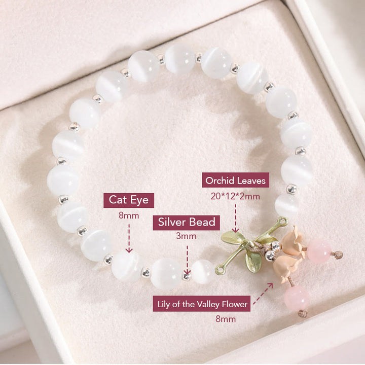 Bracciale con ciondolo Buddha Stones Cat's Eye, Aventurina verde, Calcedonio blu, Cristallo rosa, Orchidea della pace - image 5