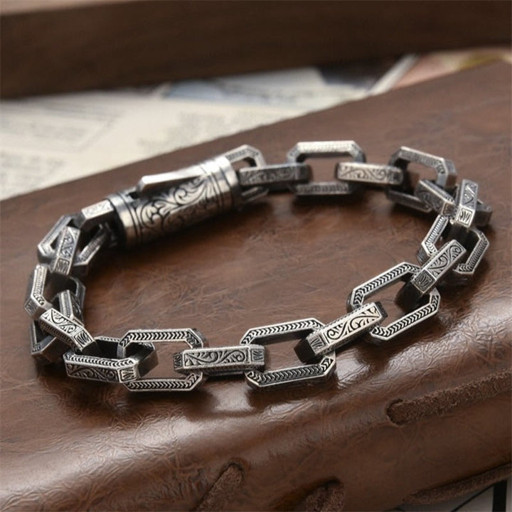 Braccialetto energetico della fortuna inciso con motivo floreale della dinastia Tang vintage Buddha Stones