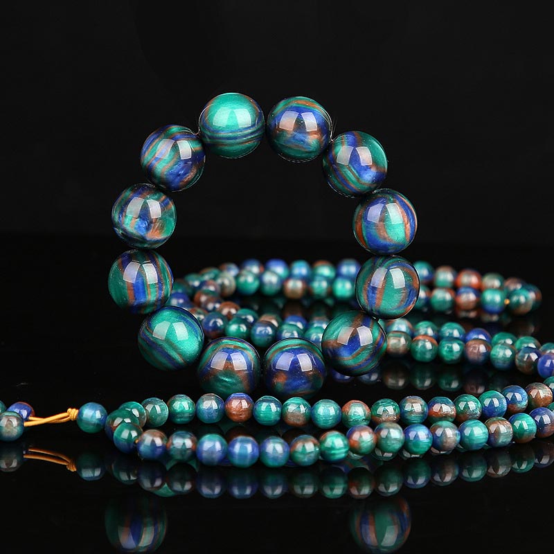 Buddha Stones Colorato Sea Willow Mala Braccialetto Anello Positivo - image 3