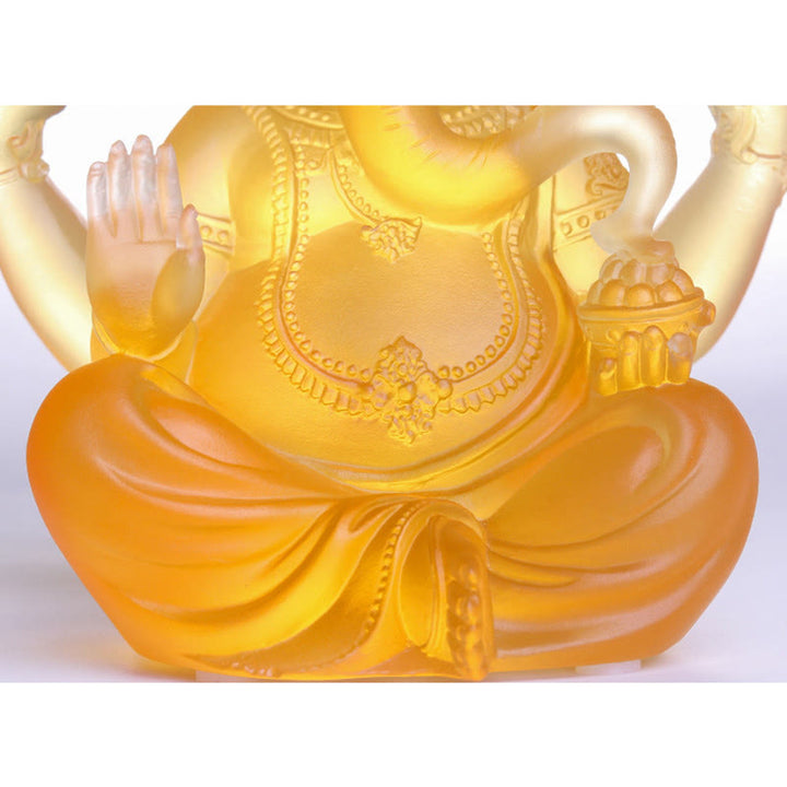 Buddha Stones fatte a mano Ganesh Ganpati Elefante Figurina Liuli Cristallo Pezzo d'Arte Protezione Statua Decorazione della casa - image 5