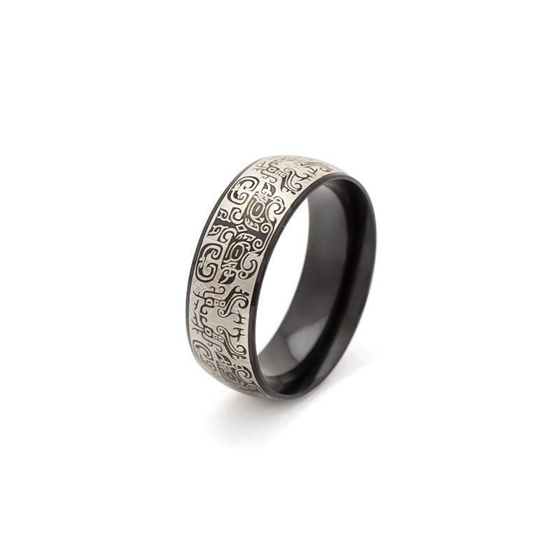 Anello in acciaio al titanio Buddha Stones, creatura mitologica fortunata Taotie