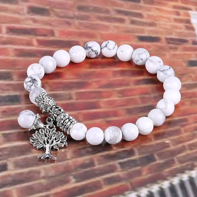 Braccialetto elastico portafortuna con albero della vita in pietra preziosa naturale Buddha Stones