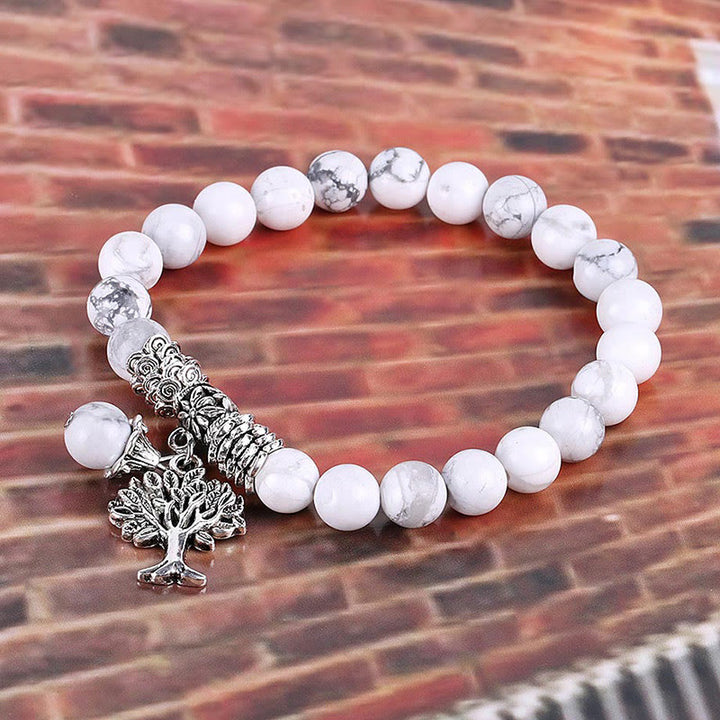 Braccialetto elastico portafortuna con albero della vita in pietra preziosa naturale Buddha Stones