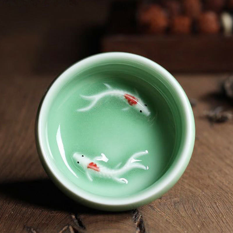 Buddha Stones Koi Fish colorato Tazza da tè in ceramica Kung Fu Tazza da tè Ciotola - image 19