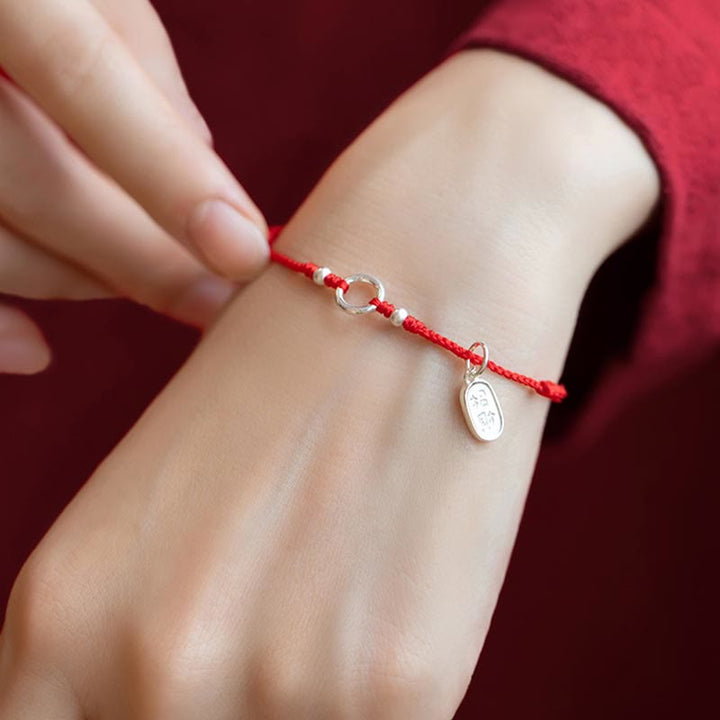 Braccialetto in corda rossa con fibbia in argento sterling 925 Buddha Stones Lucky Fortune Peace Joy Lotus Peace - image 16