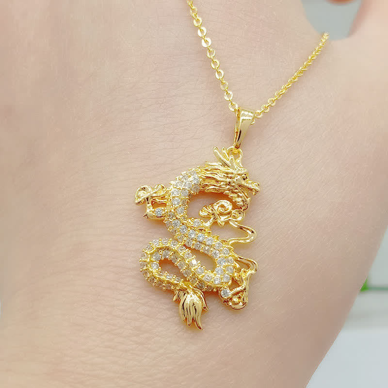 Collana con ciondolo di protezione del drago d'oro Buddha Stones - image 3