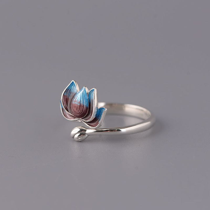 Anello regolabile Buddha Stones 925 Sterling Silver Lotus Flower New Beginning - image 2