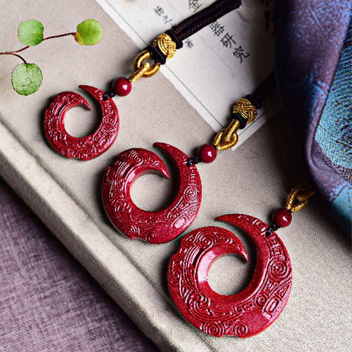 Buddha Stones La fortuna di una persona migliora il design del modello Collana con ciondolo di benedizione in cinabro naturale