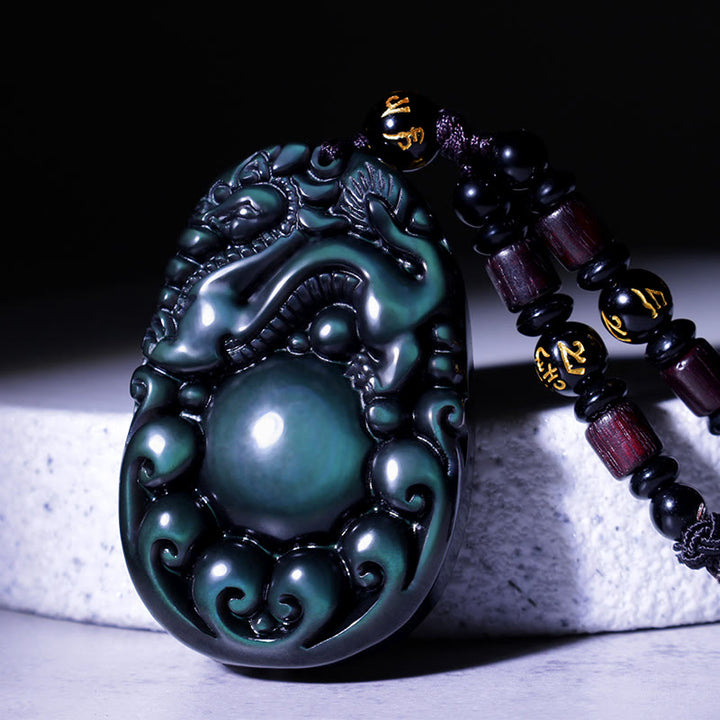 Collana Buddha Stones Tibetano Arcobaleno Positivo Ossidiana PiXiu - L - image 0