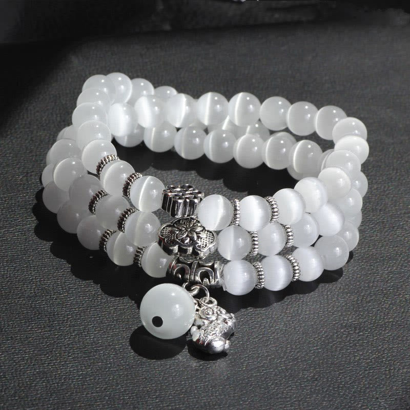 Braccialetto triplo avvolgente con supporto PiXiu Cat Eye Buddha Stones