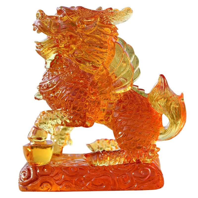 Feng Shui Kirin Fatto a mano Liuli Cristallo Arte Pezzo Fortuna Casa Ufficio Decorazione - image 14