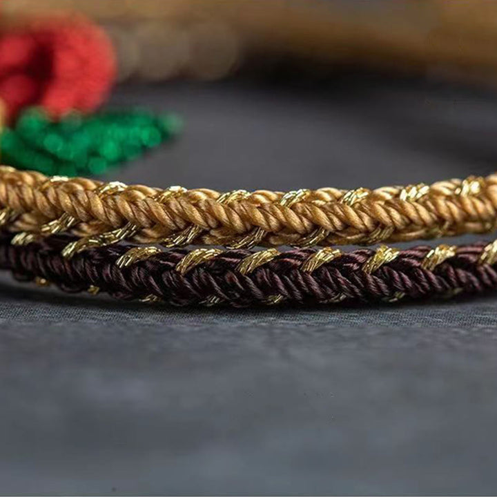 Braccialetto fatto a mano con nodo della pace , Buddha Stones, fiore di rosa, corda a otto fili, fortuna