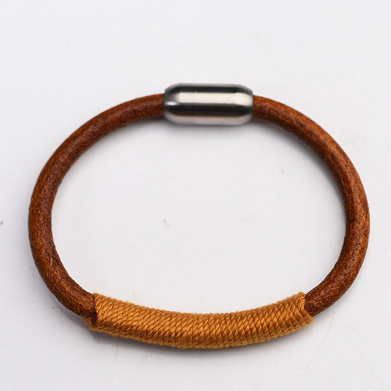 Braccialetto con fibbia a treccia in pelle tibetana fatto a mano con cinque elementi della fortuna, Buddha Stones - image 12