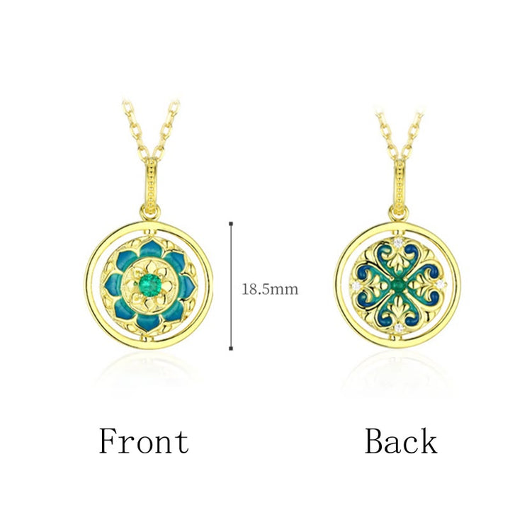 Collana con ciondolo girevole Buddha Stones 925 Sterling Silver Lotus Flower Floral Zircon Enlightenment - image 5