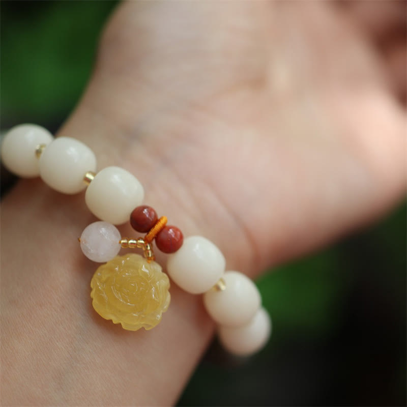 Bracciale Buddha Stones Gradient Bodhi Seed Ambra Lotus Peace