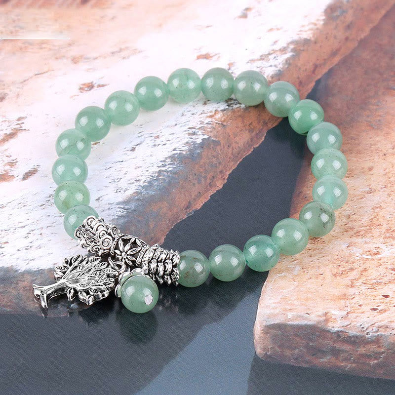 Braccialetto elastico portafortuna con albero della vita in pietra preziosa naturale Buddha Stones
