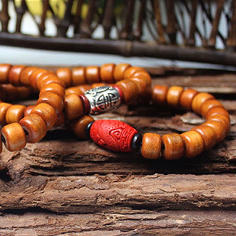 Bracciale Buddha Stones, perline di osso tibetano, Om Mani Padme Hum