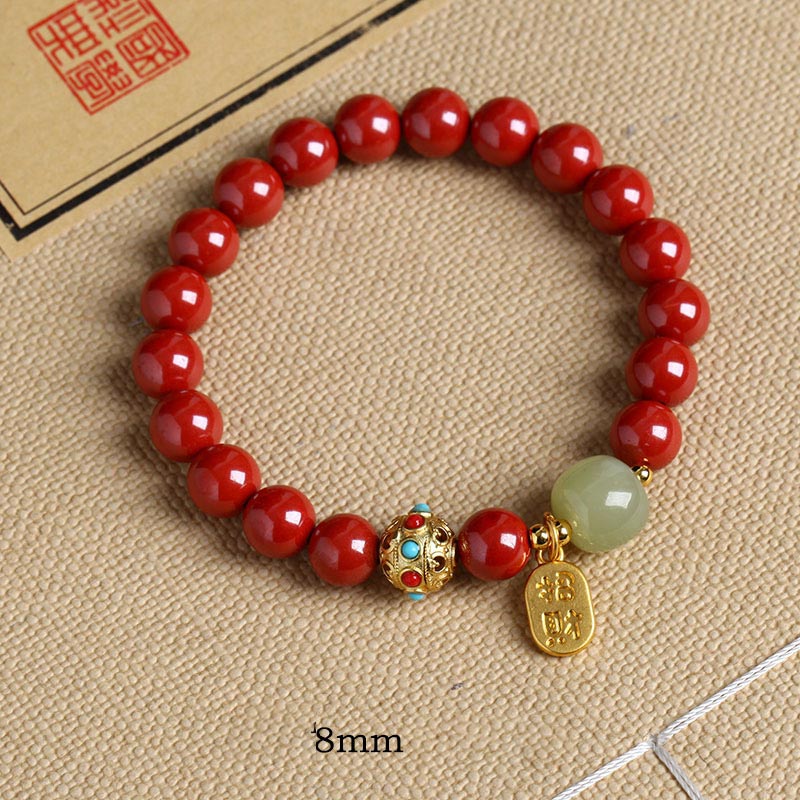 Braccialetto con ciondolo di protezione della fortuna in avventurina verde cinabro Buddha Stones
