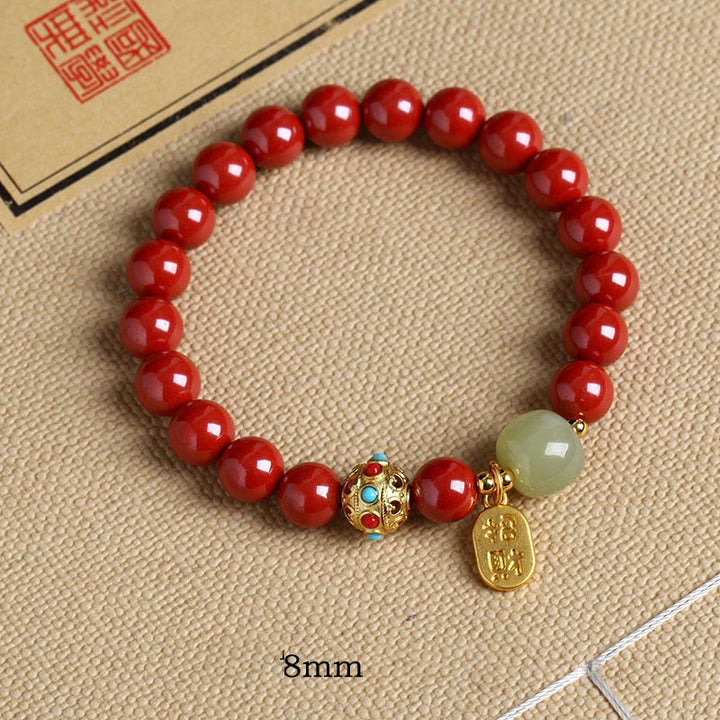Braccialetto con ciondolo di protezione della fortuna in avventurina verde cinabro Buddha Stones