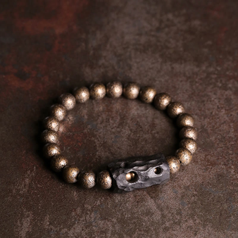 Braccialetto di perline di pace, equilibrio, in rame, legno di ebano del Tibet, Buddha Stones