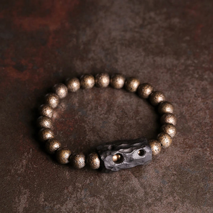 Braccialetto di perline di pace, equilibrio, in rame, legno di ebano del Tibet, Buddha Stones