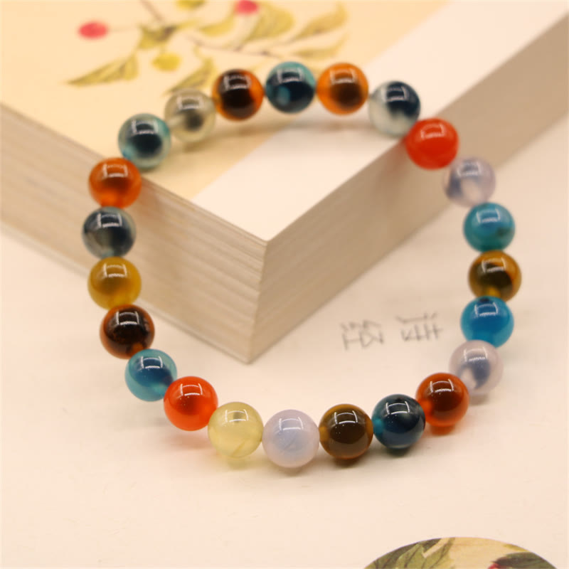 Braccialetto di perline di forza curativa in agata di caramelle colorate