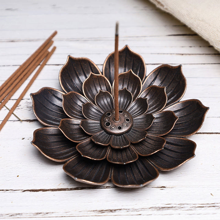 Buddha Stones Bruciatore di incenso creativo a sei fori di loto