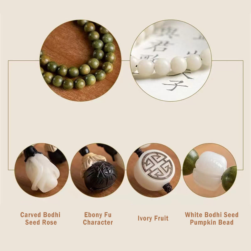 Braccialetto rilassante con semi di Bodhi in legno di sandalo verde naturale Buddha Stones