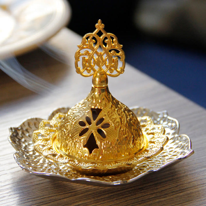 Sottobicchiere in foglia d'oro spirituale Mini lega di metallo bruciatore di incenso