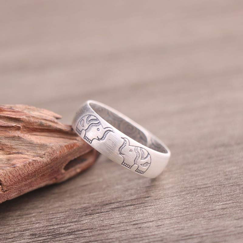Anello di benedizione Buddha Stones 999 Sterling Silver Lotus Elephant Six True Words - image 6