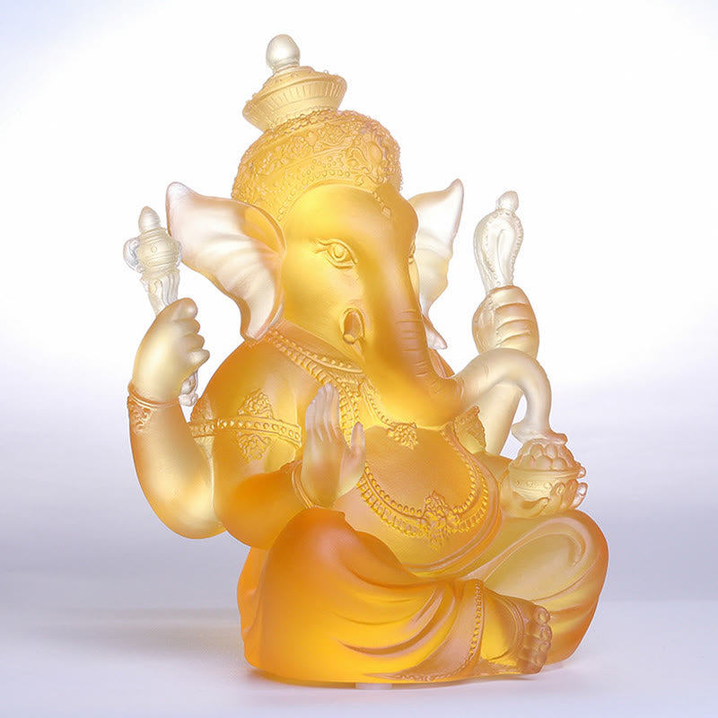 Buddha Stones fatte a mano Ganesh Ganpati Elefante Figurina Liuli Cristallo Pezzo d'Arte Protezione Statua Decorazione della casa - image 1