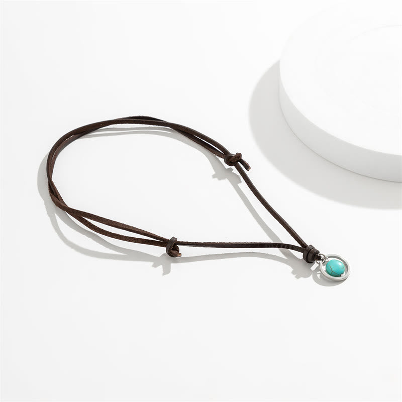 Collana con ciondolo in pietra turchese rotonda con pietre Buddha Stones e forza di protezione - image 4