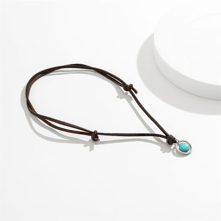 Collana con ciondolo in pietra turchese rotonda con pietre Buddha Stones e forza di protezione - image 4