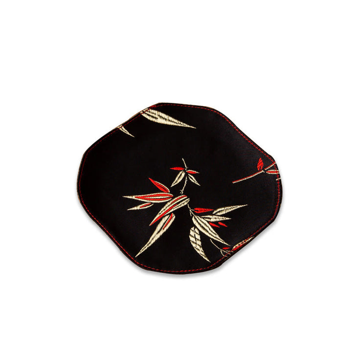 Buddha Stones Vintage Sea Wave Bamboo Plum Blossom Ricamato Tazza Sottobicchiere Tazza da Tè Kung Fu Tappetino da Tè