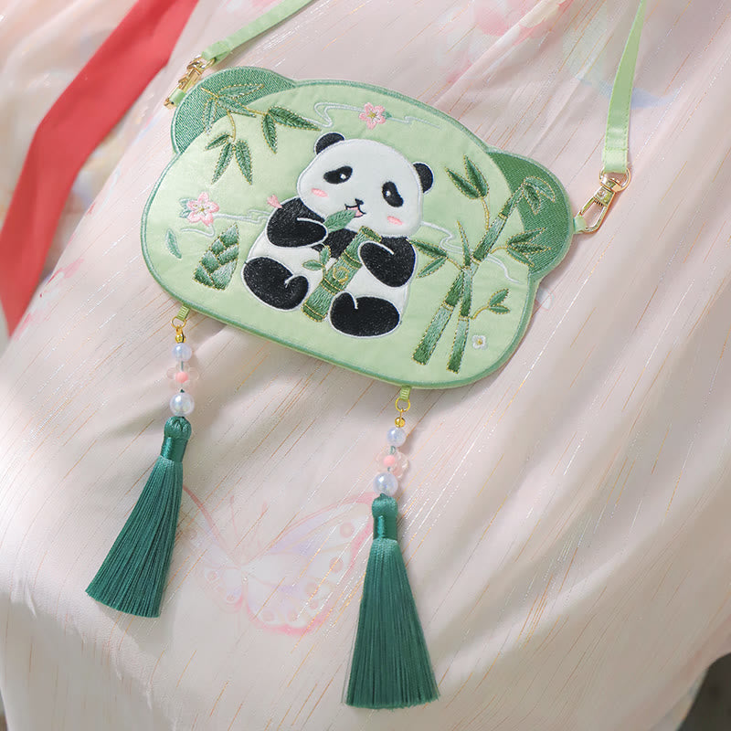 Buddha Stones Ricamo Panda Fortunato Gatto Shiba Inu Cervo Coniglio Volpe Fiore Animale Carino Borsa Hanfu Borsa A Tracolla Borsa A Tracolla