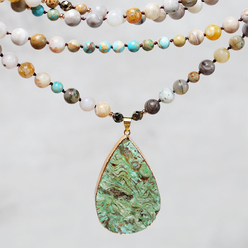 Collana di perline di guarigione in diaspro Picasso naturale dell'oceano Buddha Stones - image 1