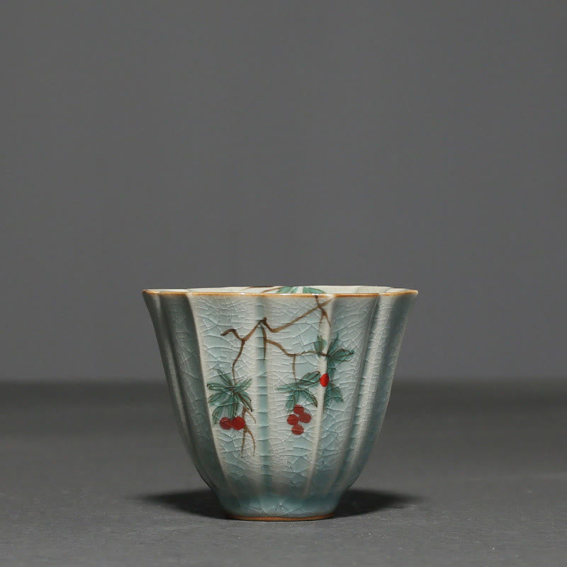 Buddha Stones Nespolo giapponese Corniolo Biancospino Morning Glory Tazza da tè in ceramica Tazza da tè Kung Fu