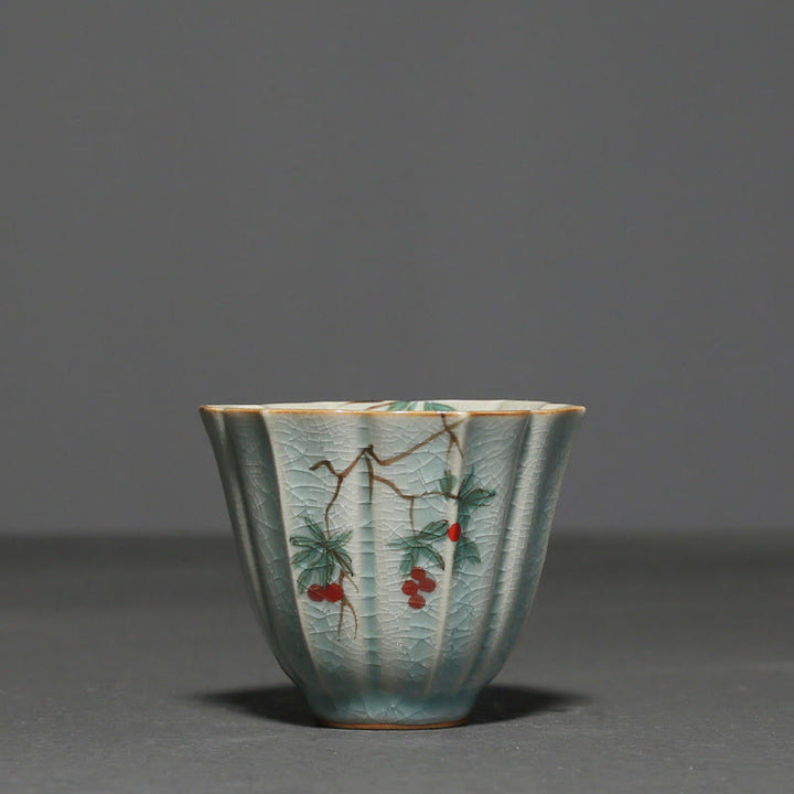 Buddha Stones Nespolo giapponese Corniolo Biancospino Morning Glory Tazza da tè in ceramica Tazza da tè Kung Fu