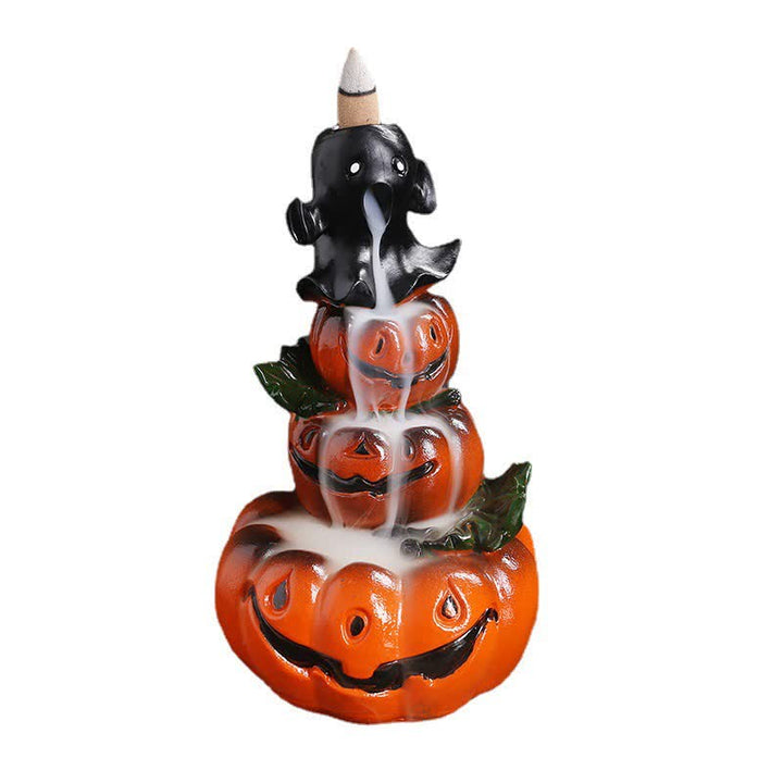 Zucche di Halloween, fantasma, resina, fontana di fumo a riflusso, bruciatore di incenso, decorazione