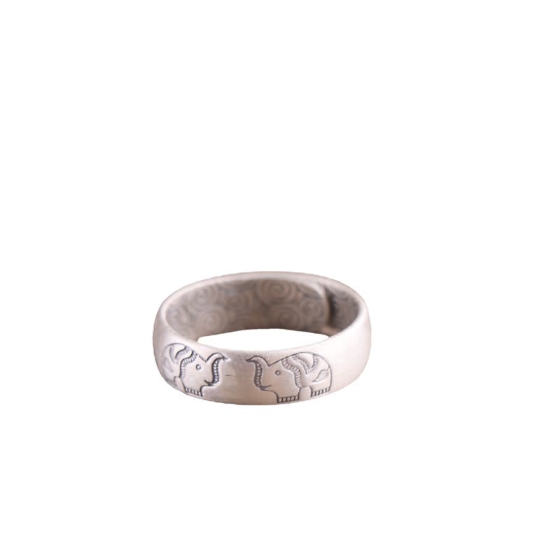 Anello di benedizione Buddha Stones 999 Sterling Silver Lotus Elephant Six True Words - image 8