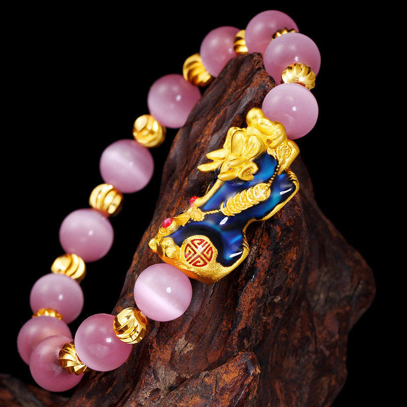 Braccialetto portafortuna Buddha Stones Pixiu Cat Eye