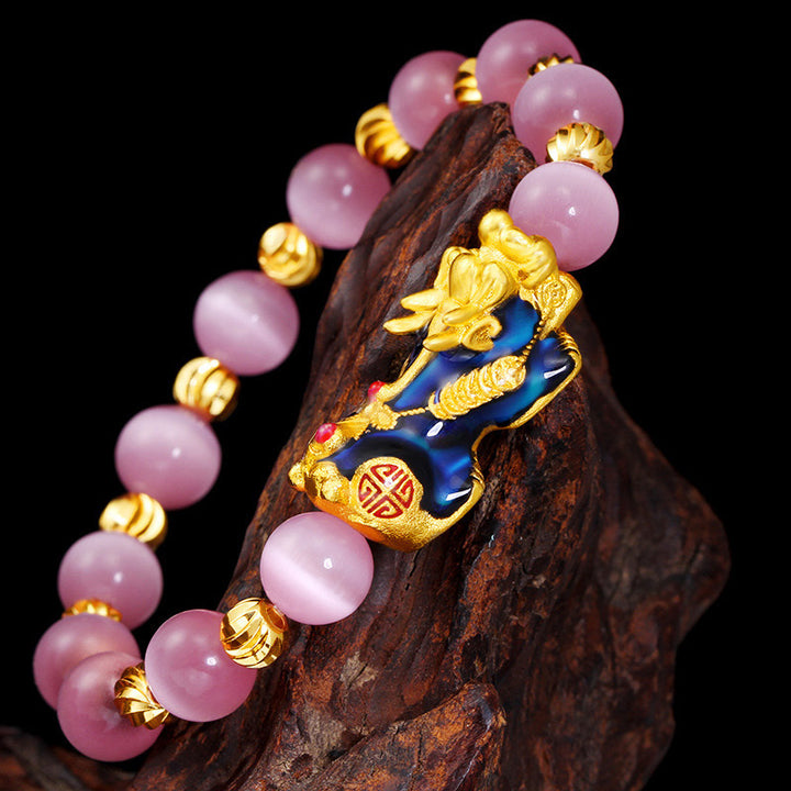 Braccialetto portafortuna Buddha Stones Pixiu Cat Eye